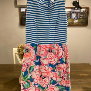 Lilly Pulitzer Blue Striped and Floral Midi Dress